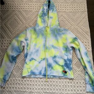 Aviator Nation Blue and Yellow Tie-Dye Hoodie